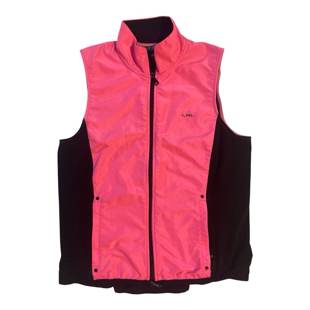 Lauren Ralph Lauren hot pink/black full zip vest size Large